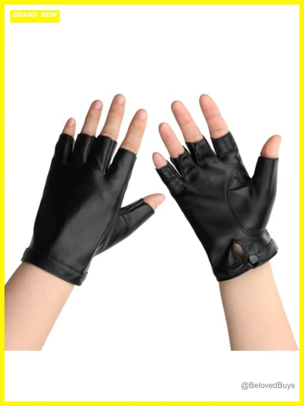Fingerless PU Faux Leather Gloves Half Finger Biker Driving Riding Gloves